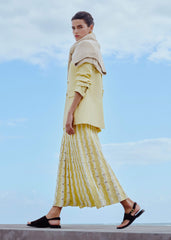 Yellow Textured Pointelle Stripe Knit Maxi Dress