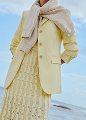Yellow Textured Pointelle Stripe Knit Maxi Dress
