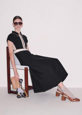 Black Milano Knit Collared Maxi Dress
