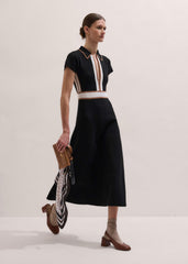 Black Milano Knit Collared Maxi Dress