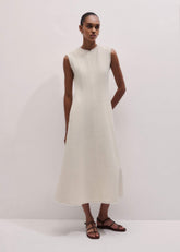 Cream Desk-To-Dinner Fit And Flare Maxi Dress