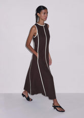 Brown Crease-Less Linen Effortless Maxi Dress