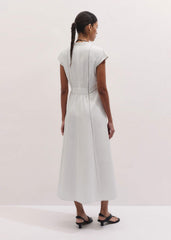 White Crease-Less Linen Embroidered Maxi Dress
