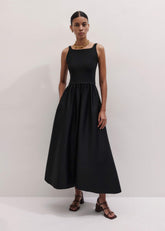 Black Fit + Flare Maxi Dress