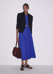 Blue Desk-To-Dinner Fit And Flare Maxi Dress