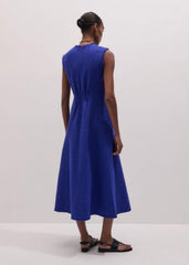Blue Desk-To-Dinner Fit And Flare Maxi Dress
