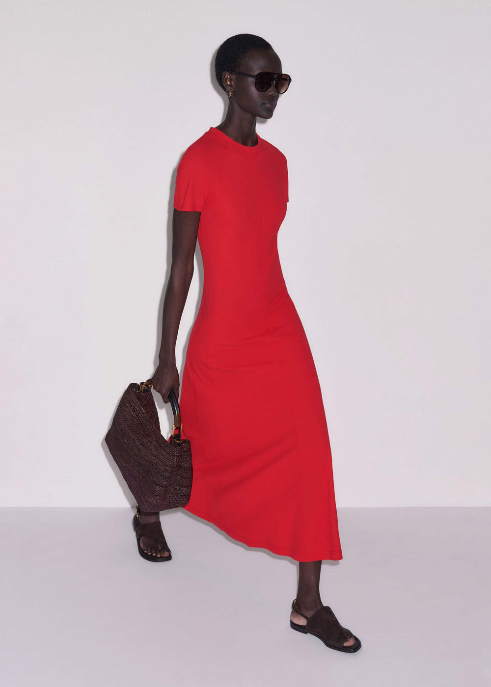Red Raglan Sleeve Maxi Dress