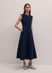 Navy Desk-To-Dinner Fit + Flare Maxi Dress