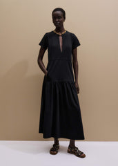 Black A-Line Tiered Maxi Dress