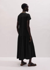 Black A-Line Tiered Maxi Dress