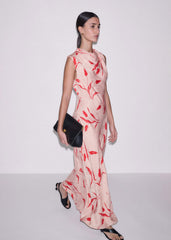 Pink Bias Cut Maxi Dress