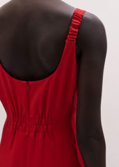 Red Contour Seam Fit + Flare Maxi Dress