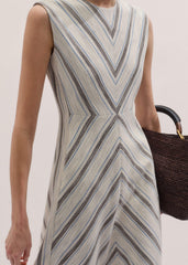 Light Cream Fit + Flare Midi Dress