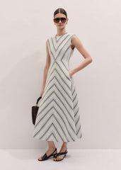 Light Cream Fit + Flare Midi Dress