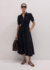 Black Cheesecloth Midi Shirt