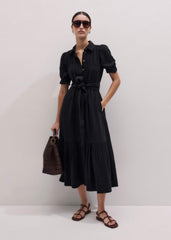 Black Cheesecloth Midi Shirt