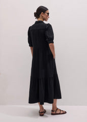 Black Cheesecloth Midi Shirt