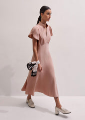 Smoke Pink Contrast Stitch Midi Dress