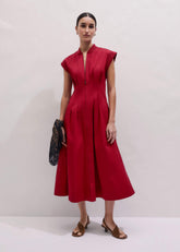 Red Sporty Smart Midi Dress