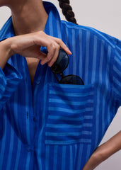 Blue Beach Midi Shirt Dress