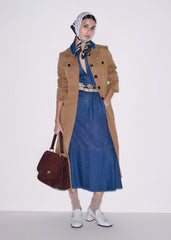 Blue Fluid Fit + Flare Midi Dress + Belt