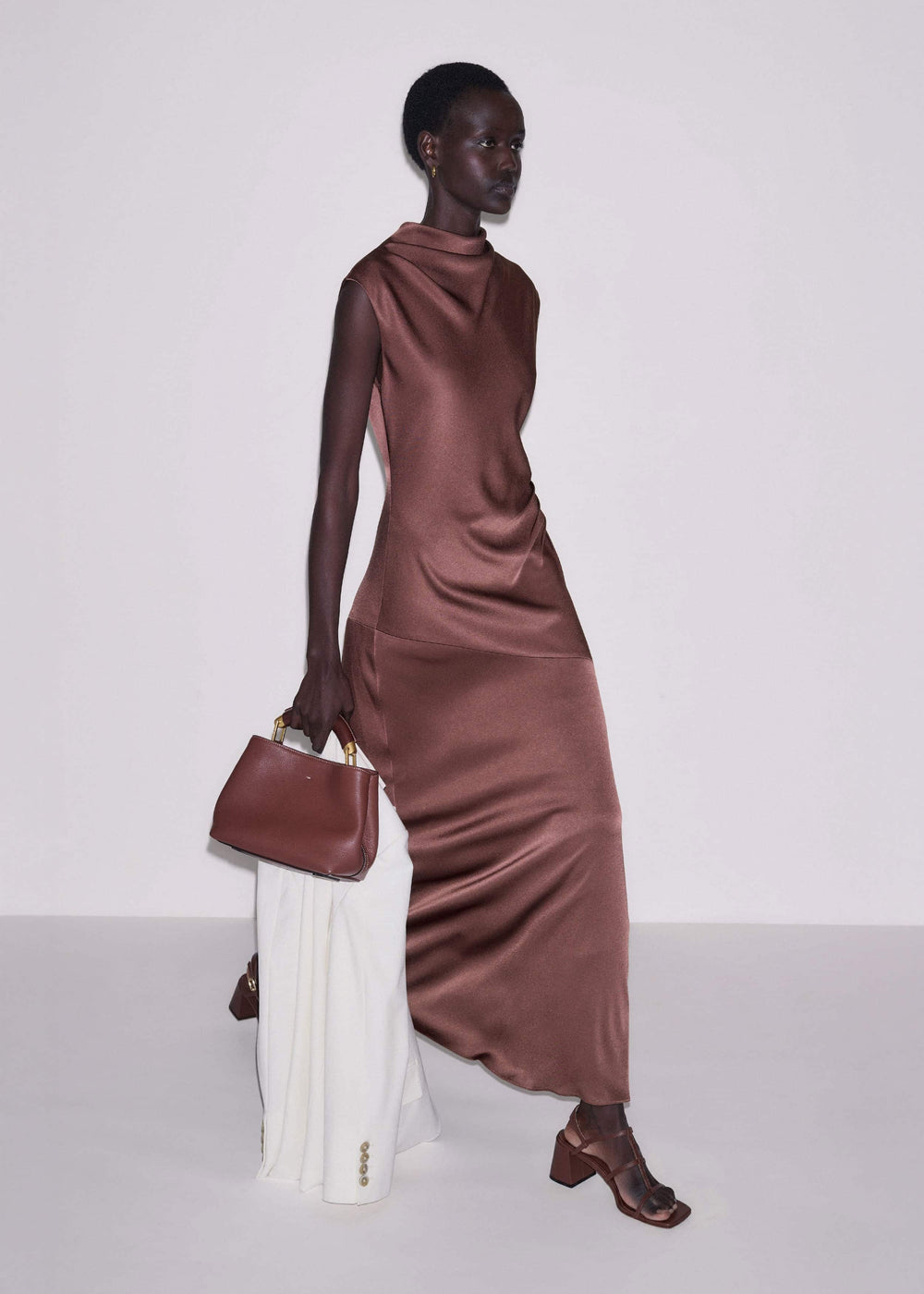 Cinnamon Bias Cut Full Length Dress