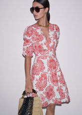White Cheesecloth Fit + Flare Short Dress