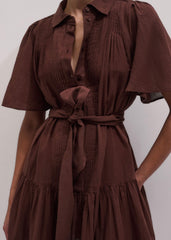 Cinnamon Brown Mini Swing Dress
