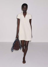 Cream Jacquard Short Swing Dress
