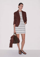 Cream Striped A-Line Mini Dress