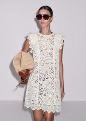Cream Lace Layer Mini Dress