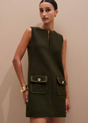 Olive Green Shift Mini Dress