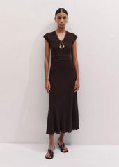 Brown Pointelle Maxi Dress