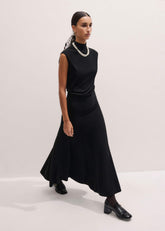 Black High Neck Knit Maxi Dress + Layering Top