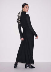 Black High Neck Knit Maxi Dress + Layering Top