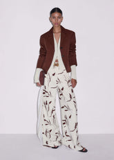 Cream Crease-Less Linen Wide-Leg Pant