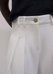 Ivory Double Pleat Wide-Leg Pant