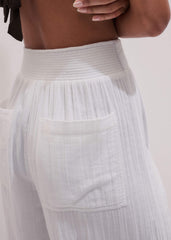 White Cheesecloth Wide-Leg Pant