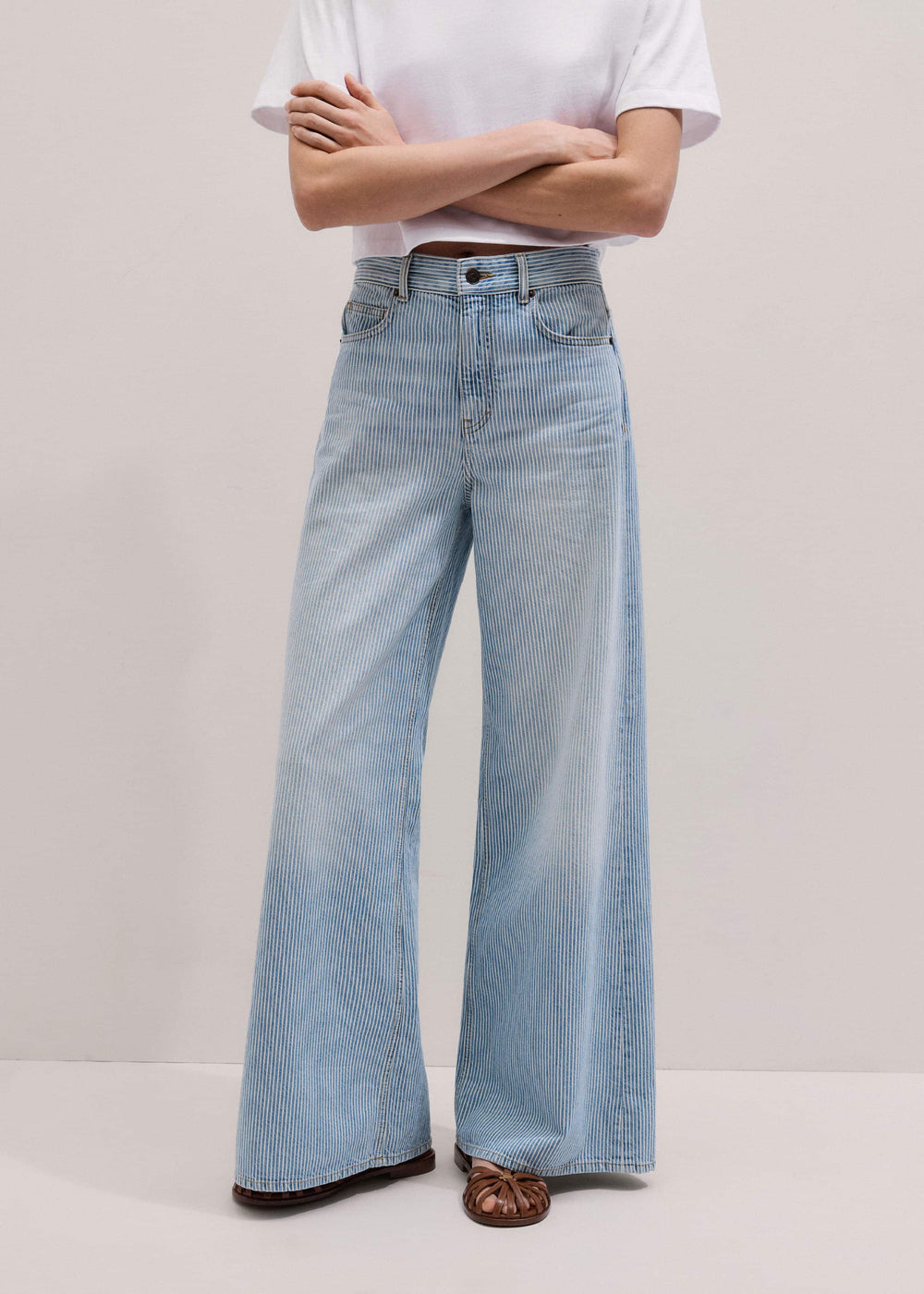 Blue Micro Stripe Ultimate Wide-Leg Jean