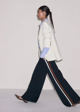 Navy Side Stripe Stretch Jersey Icon Track Pant