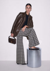 Navy Graphic Jacquard Wide-Leg Pant