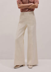 Ivory Luxe Jacquard Wide-Leg Pant