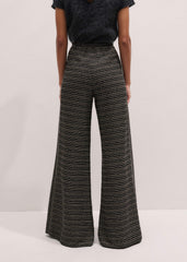 Black Stripe Tweed Wide-Leg Pant