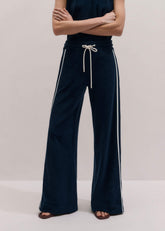 Navy Rib Trim Track Pant