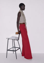 Red High Waist Wide-Leg Pant