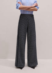 Navy Textured Wide-Leg Pant