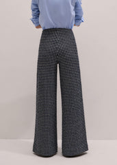 Navy Textured Wide-Leg Pant