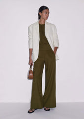 Olive Green Shirred Wide Pant