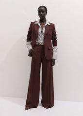 Cinnamon Pinstripe Wide-Leg Pant