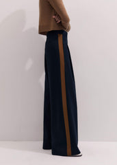 Navy Contrast Side Panel Wide-Leg Pant